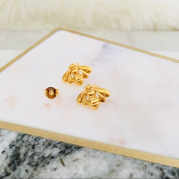 J. CREW Demi-fine 14k Gold-Plated Bee Studs - Picture 5 of 7